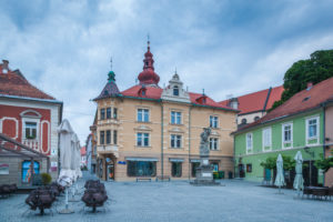 Ptuj (Pettau), the city hall and the buildings of the historic center, Slovenian Styria, Slovenia Ptuj (Pettau), the city hall and the buildings of the historic center, Slovenian Styria, Slovenia
